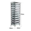 Adjustable Mobile Tray Rack Complete with 10 × Euro Containers