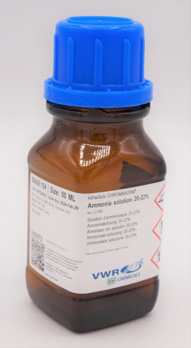 VWR® Ammonia Solution 20–22%, HiPerSolv CHROMANORM® for LC-MS, Glass bottle, amber, 50 mL