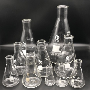 Conical Flask, Erlenmeyer shape, wide neck, borosilicate glass 3,3, clear