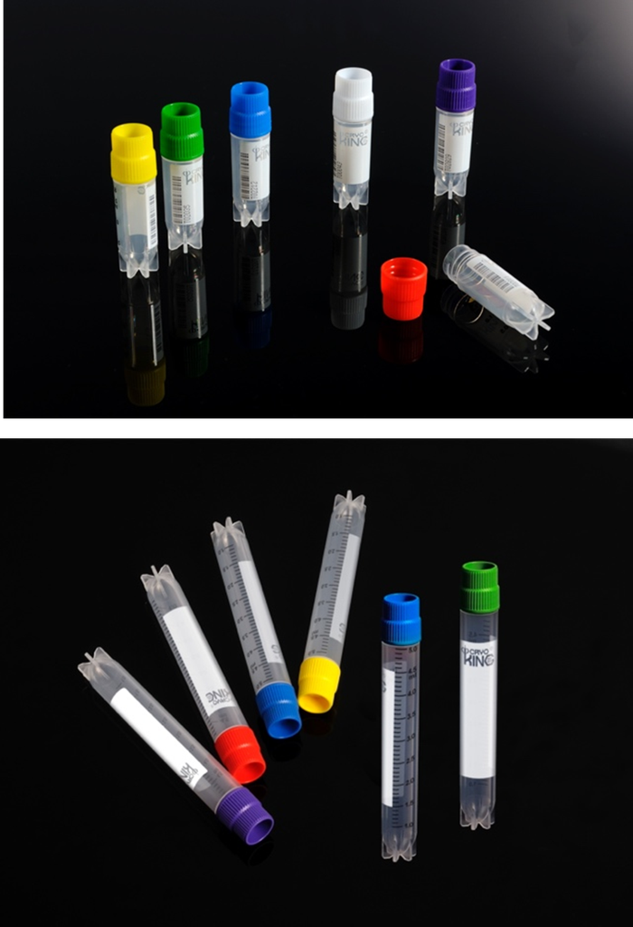 Biologix CryoKING Cryogenic Vials, Self-Standing, Polypropylene, White Cap