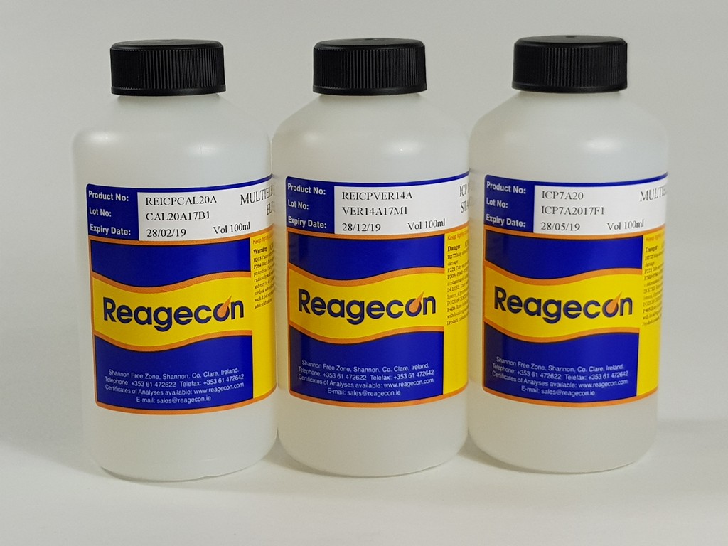 Reagecon ICP, ICP-MS Multi Element Standard (4 Elements in 20% HCl)