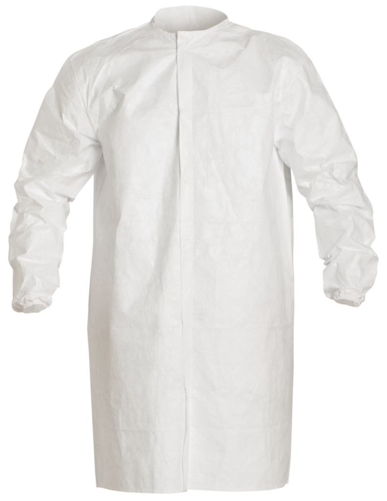  Tyvek® IsoClean® Cleanroom frocks, IC270B, Bulk Without pockets, White