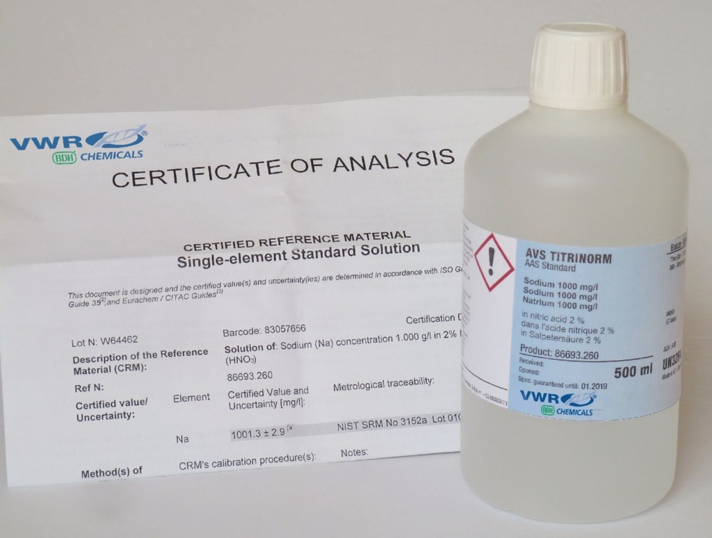VWR® AVS TITRINORM, Copper Standard Solution, 1000 mg/L Cu in dil. Nitric Acid, Standard for AAS