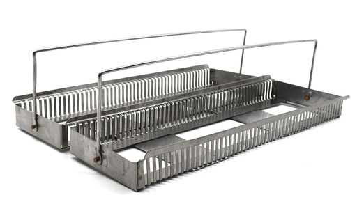 [7105-100] Microscope Slide Staining Rack, Aluminum with Handles (For 100 Slides)