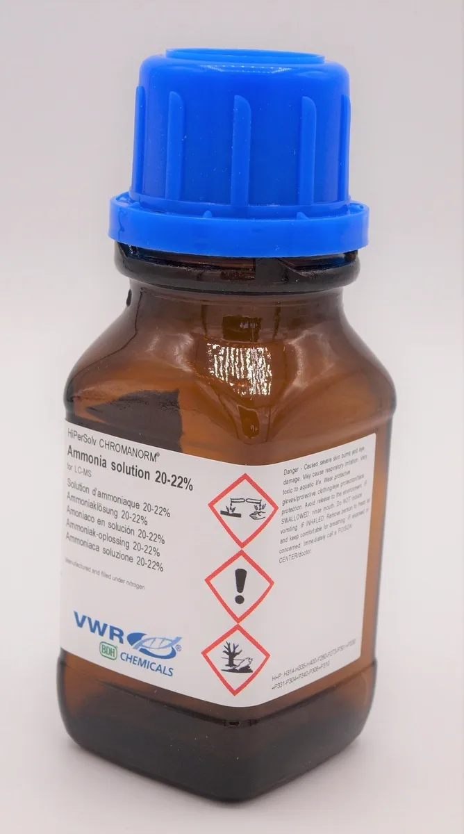 VWR® Ammonia Solution 20–22%, HiPerSolv CHROMANORM® for LC-MS, Glass bottle, amber, 50 mL