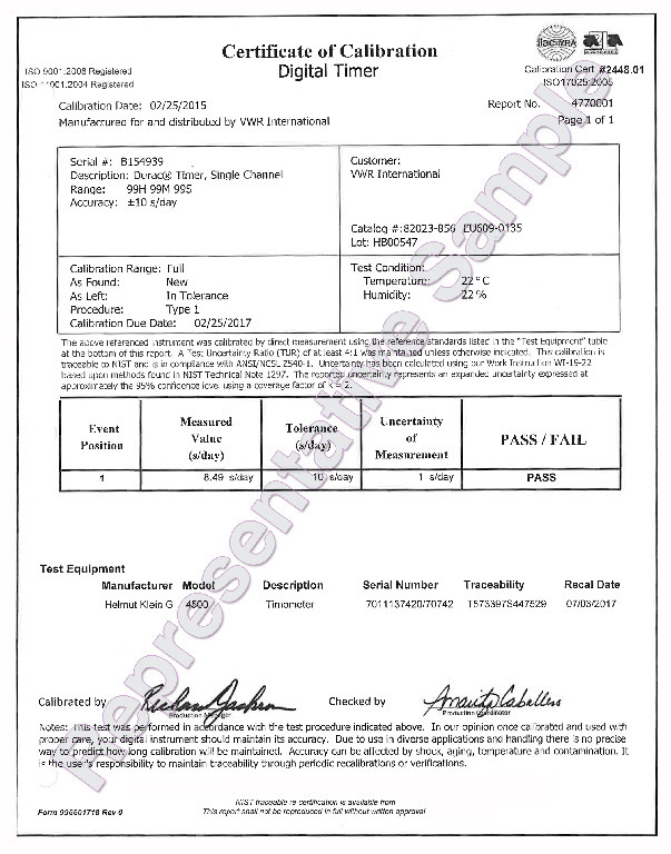 VWR® Digital Timer, One Channel, Certificate Of Calibration, White