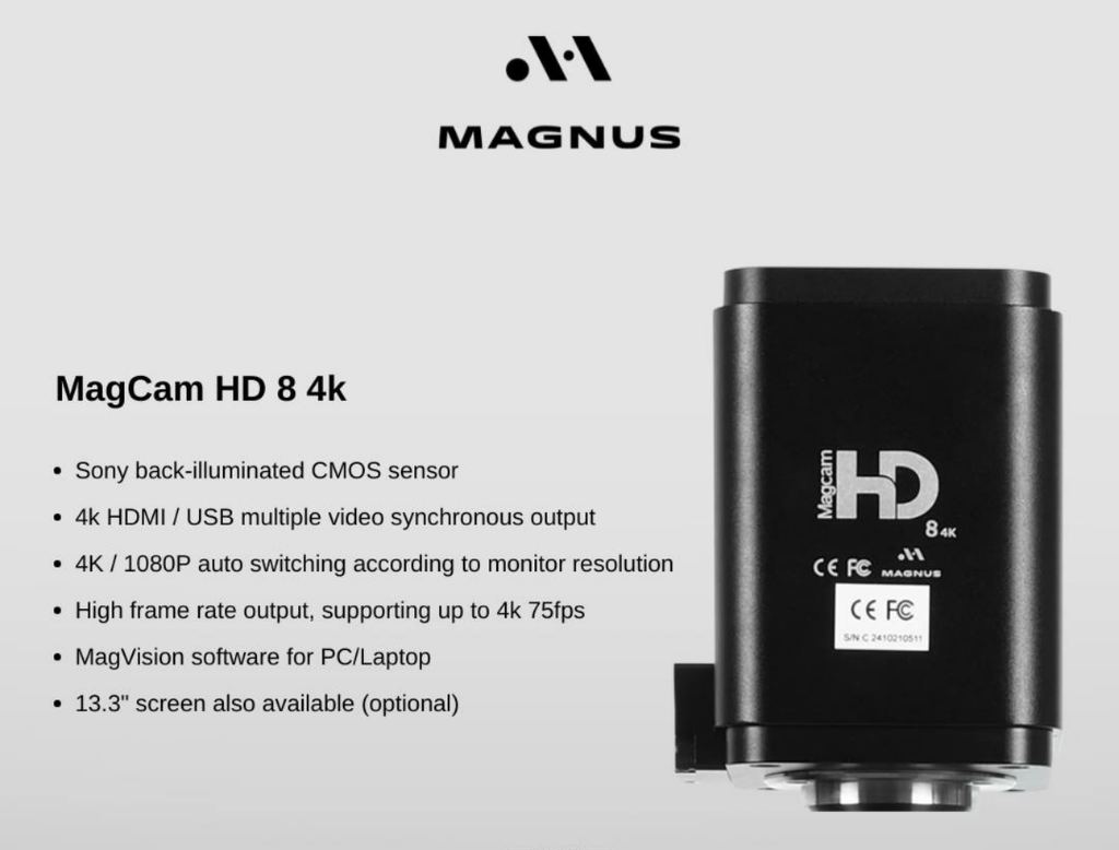 Magnus MagCam HD 8 (4K HDMI) Digital Microscope Camera, 8MP