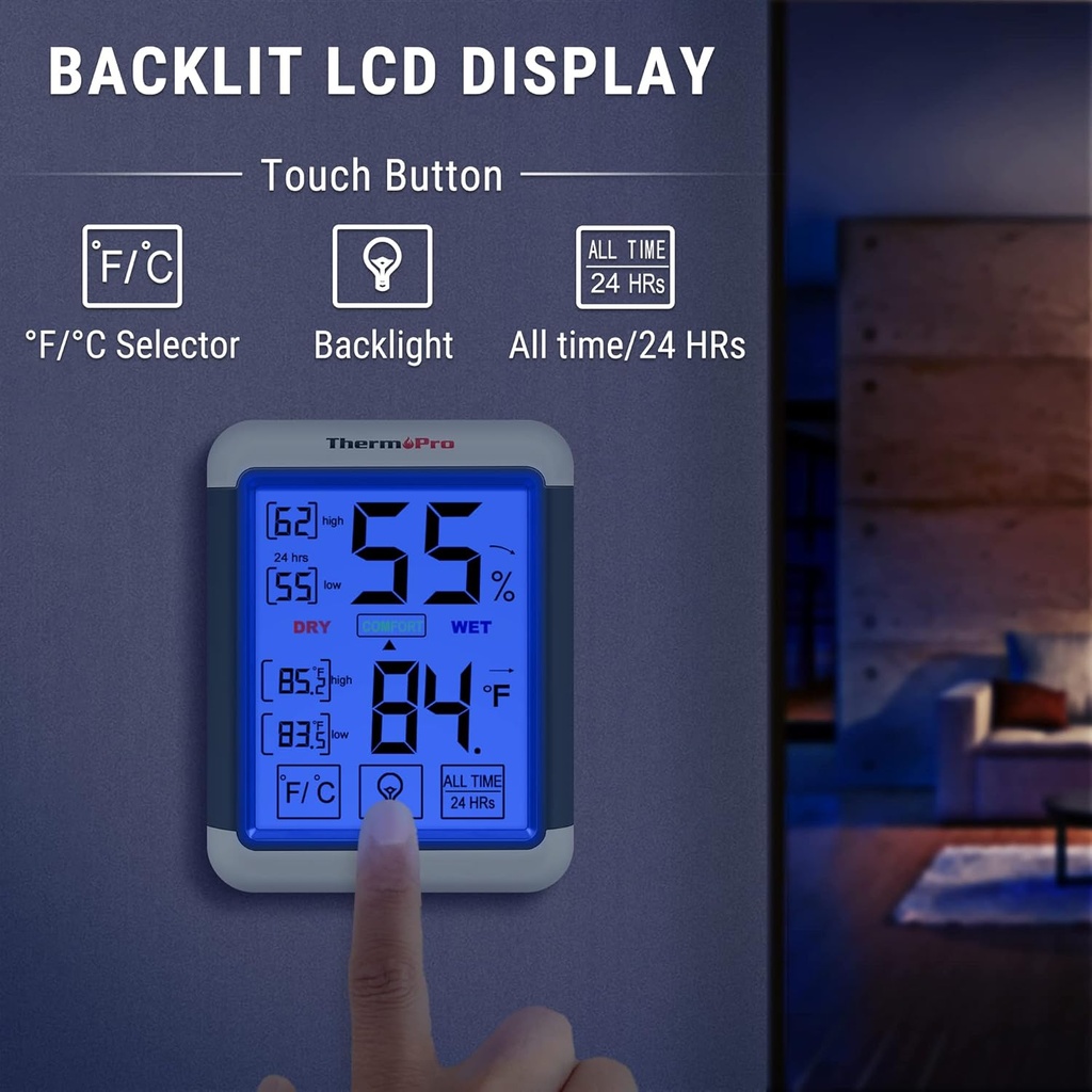 ThermoPro  Digital Thermohygrometer with LCD touch Screen