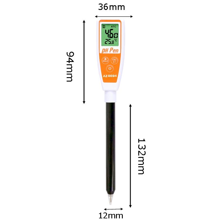 AZ Digital Long Glass probe Sharp Tip pH/Temperature Pen