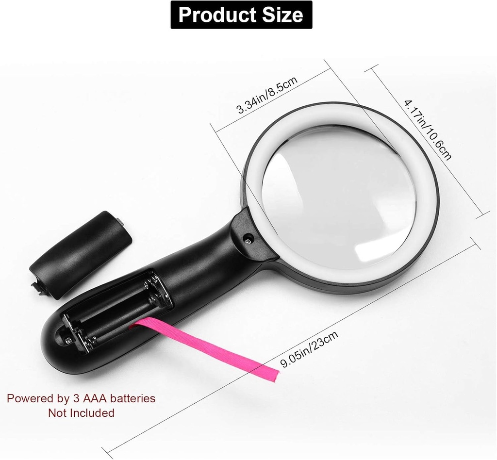 10X Handheld Magnifying Glass with 12 LED Illuminated Light