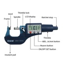 SHAHE Digital Micrometer Screw Gauge 0-25mm 