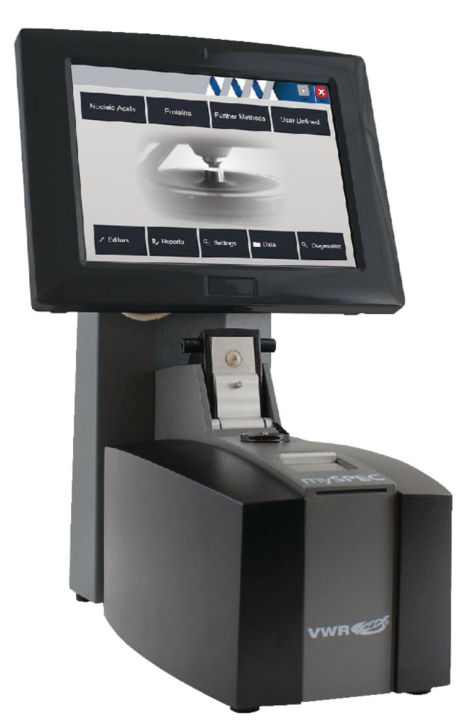 VWR® mySPEC Microvolume spectrophotometer, Stand-alone 8.4'' touch screen and software