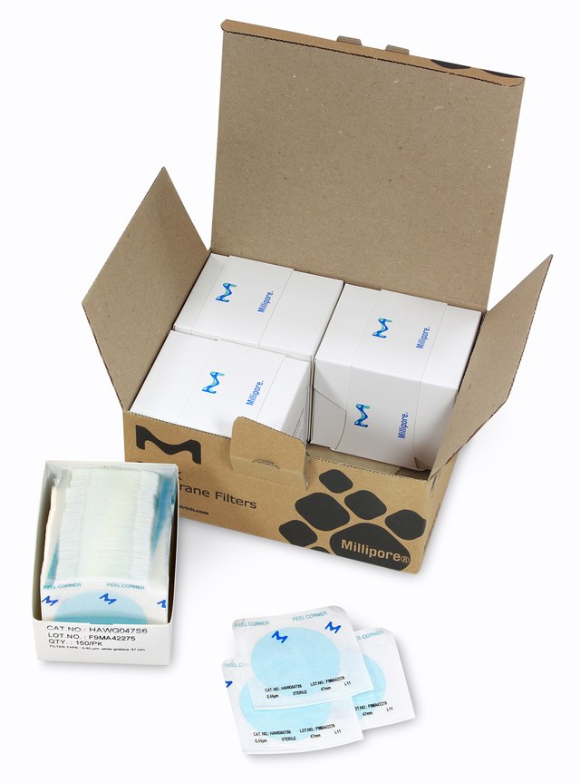 Millipore S-Pak® Membrane Filter, mixed cellulose esters (MCE), pore size 0.45 μm, filter diam. 47 mm, white gridded membranes for microbiological analysis