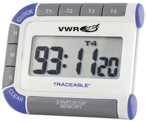 Digital timer, four channels, Traceable® Multi-Coloured™, VWR®