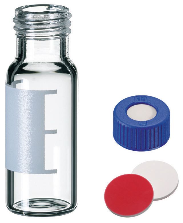 VWR HPLC/GC certified vial kit, clear glass, with label and filling lines, 1.5mL with septa caps