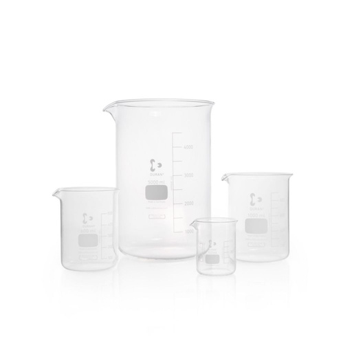 [211060701] DURAN®, borosilicate glass 3.3, clear, Beaker, low form, with spout (5mL, Height: 30mm, Ext. Ø	: 22mm)