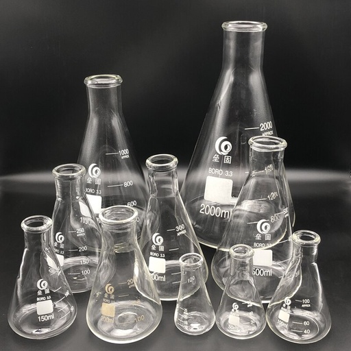 [1121-10] Conical Flask, Erlenmeyer shape, Narrow Mouth, borosilicate glass 3.3, clear (10 mL)