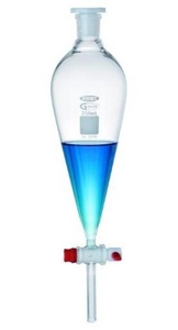 Borosilicate 3.3 glass Separating funnel, squibb, with Plastic stopper