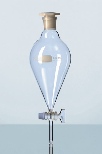 [1543-1000] Borosilicate 3.3 glass Separating funnel, squibb, with Plastic stopper (1000 mL)