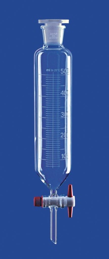 [1545-1000] Borosilicate 3.3 Glass Cylindrical Separatory Funnel, Graduated, Ptfe Standard Stopcock, Glass Standard Taper Stopper, 1000Ml (1000 mL)