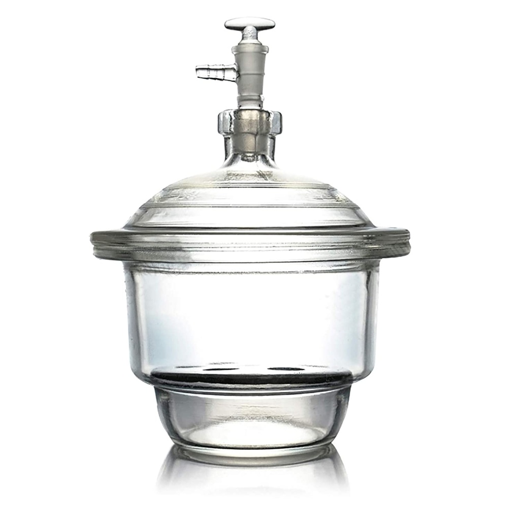 Borosilicate 3.3 Glass Vacuum Desiccator With Ground-In Stopcork & Porcelain Plate, Clear