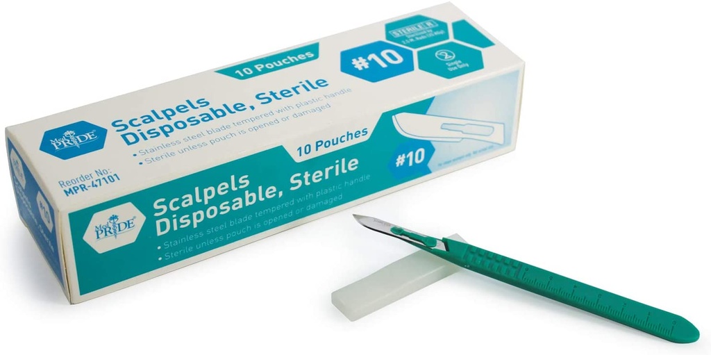 Sterile Disposable Scalpel No.10 Blade with Polystyrene Handle