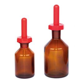 [1258-125A] Glass Indicator bottle with dropper (Amber, 125mL)
