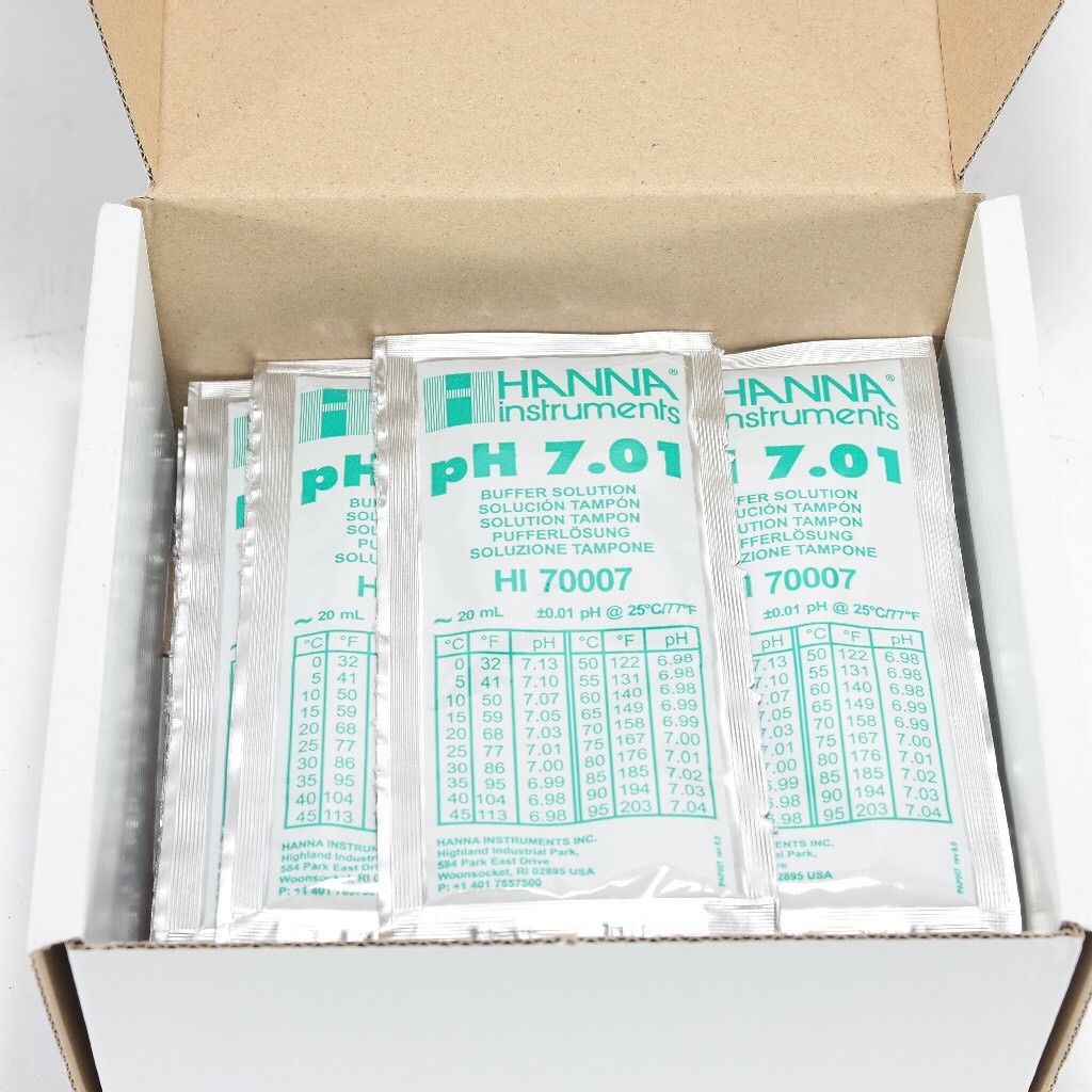 HANNA pH 7.01 @ 25°C Calibration Buffer Sachets, (25 x 20mL)
