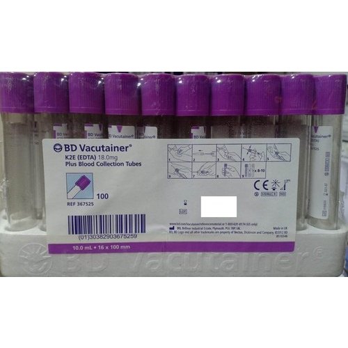 [367525] BD Vacutainer™ Plastic K2Edta Tube With Lavender Hemogard Closure (10 mL, 16mm)