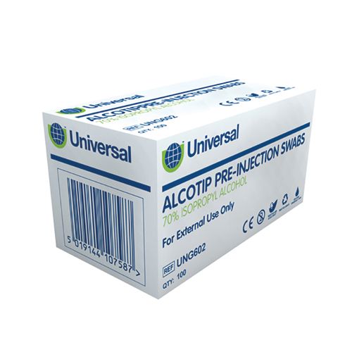 Alcotip Pre Injection Swabs, 70% isopropyl alcohol