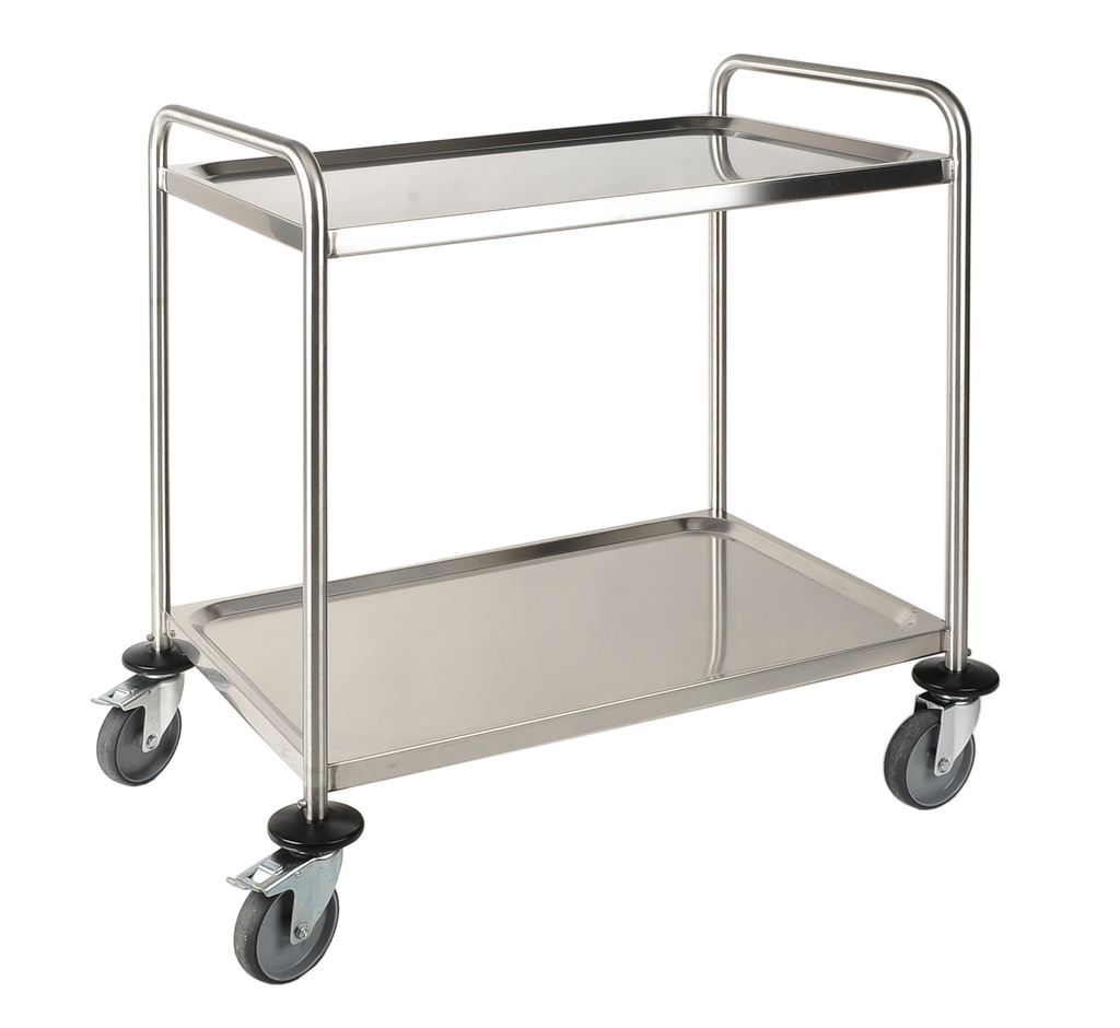 Laboratory trolley, Stainless Steel,  with two steering wheels with lock
