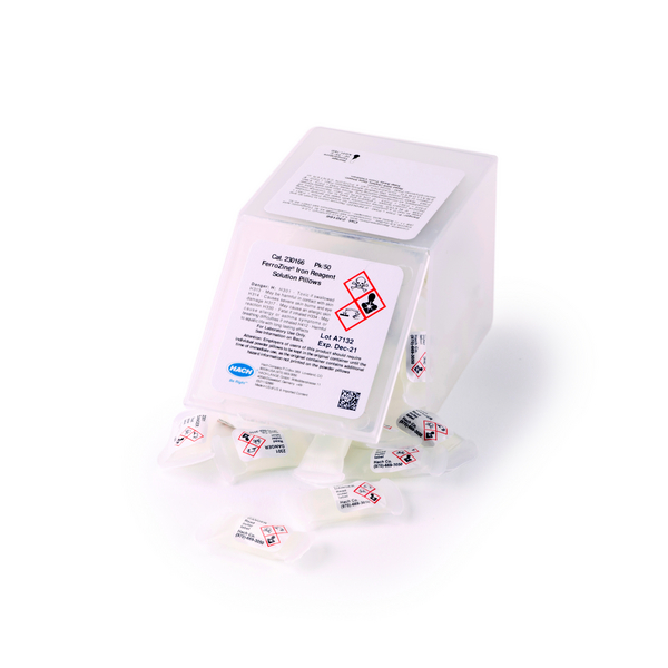 Hach FerroZine® Iron Reagent Solution Pillows, 0.009-1.400mg/L Fe