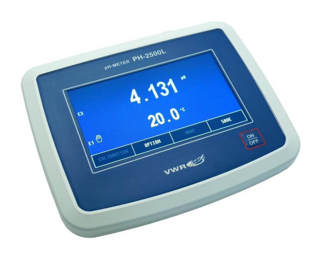 VWR® pH 2500L, pH/mV/°C Benchtop pH Meter, with Colour Graphic Touch Screen