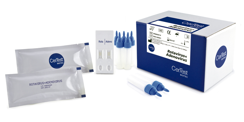 CerTest Rotavirus + Adenovirus one step combo test Kit with Stool vials
