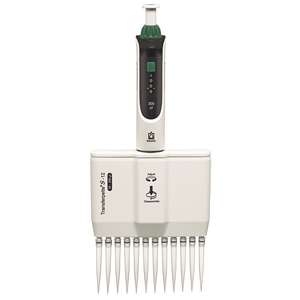 BrandTech™ BRAND™ Transferpette™ S-12, Adjustable Volume, Micropipette, 12-channel