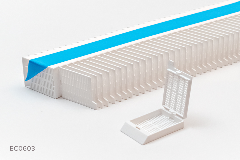 Tissue Embedding Cassettes with Attached Lid, 35° Writing Area