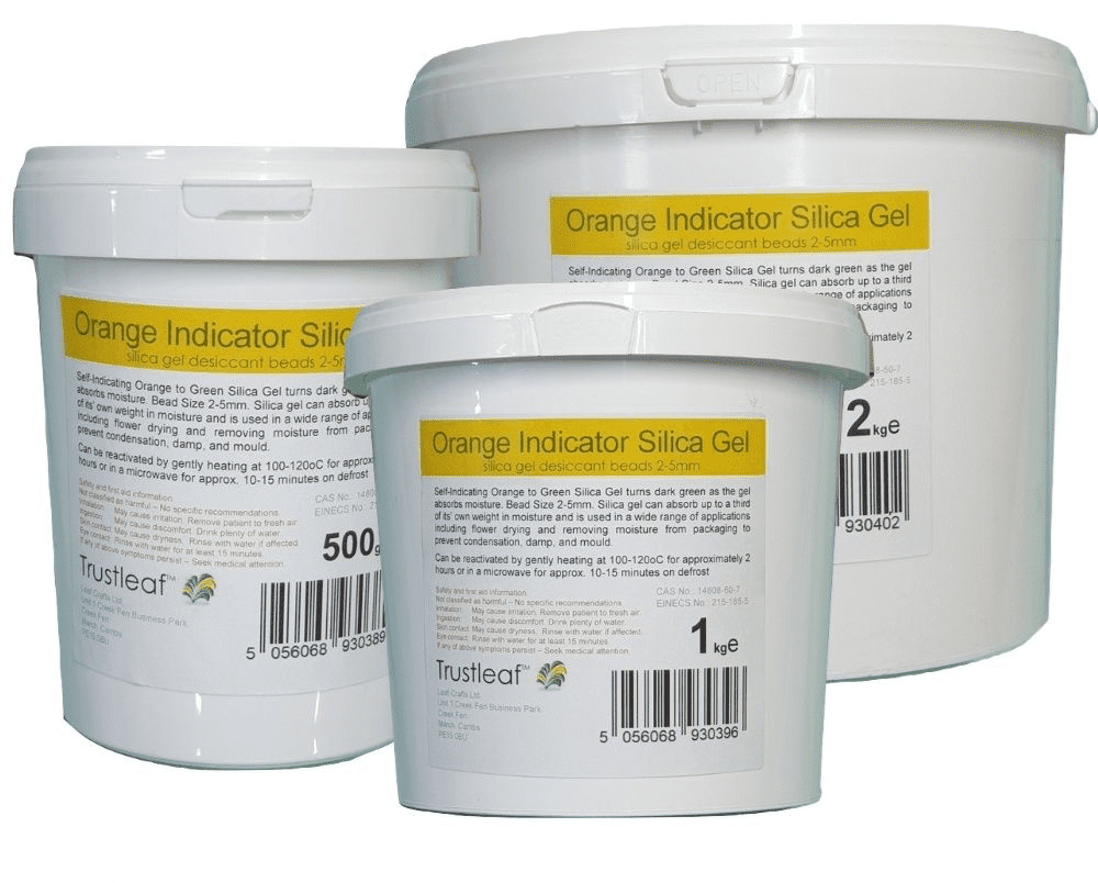 Orange indicator Silica Gel Desiccant,
2-5mm Beads