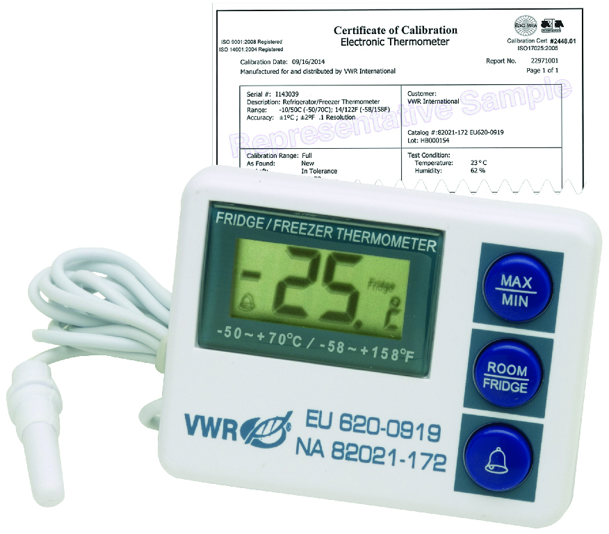 VWR®, Waterproof, Digitally-Calibrated Thermometer, 1m cable length, −50 to +70 °C