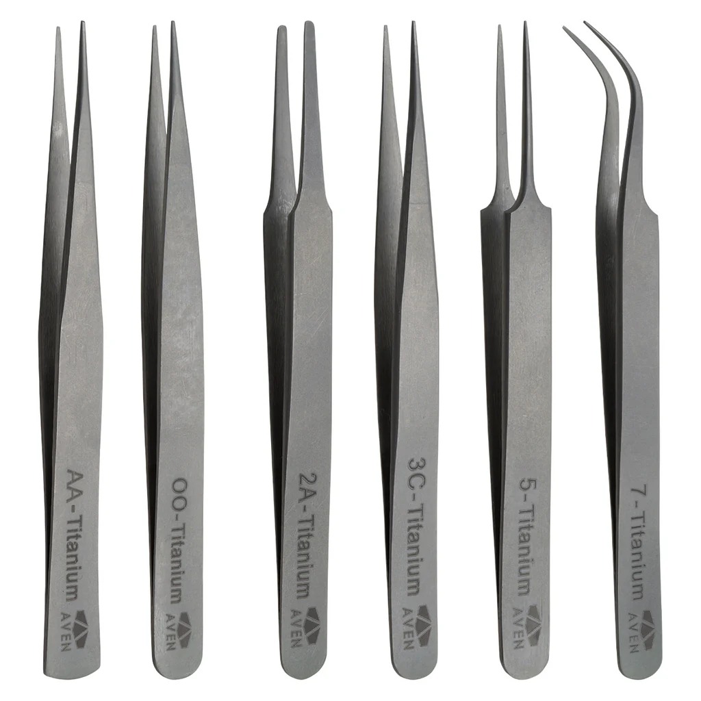 Aven Titanium Tweezer Set with Protective Pouch