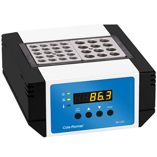 [36620-00] Cole Parmer® Dri-Block® BH-250 Heater, 230 V, power cord with UK and EU-plug (Dri-Block® digital block heater, dual insert, 100 °C)