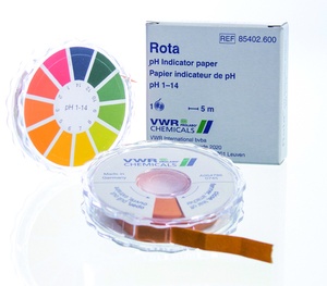 VWR® Rota® pH indicator paper, 1 to 14, 5m reel