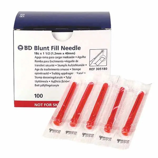 BD® Blunt Fill Safety Draw-up Needle, 18 G red, 40 mm 1½"