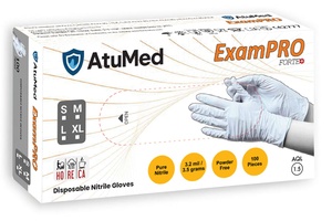 AtuMed ExamPro Nitrile Disposable Gloves – 3.2 mil, Powder-Free, Premium Grade