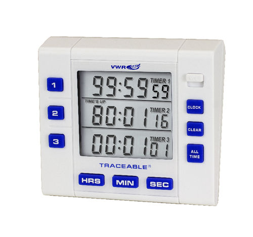 VWR® Traceable Digital Timer, Three Channels, with Clock