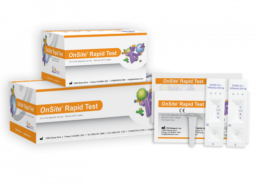 [R0188C] OnSite™ COVID-19 + Influenza A/B Ag Rapid Test kit, CE, 20 Tests 
