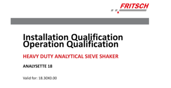 FRITSCH ANALYSETTE™ 18 IQ/OQ Documentation (Questionnaire Format)