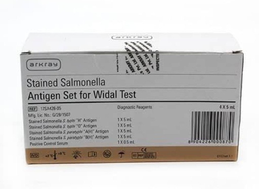 [17SA427-05] Arkray Stained Salmonella Antigen Set For Widal Test, 2x(2X5 ml) - H & O Per Pack