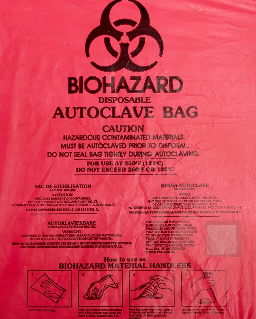 Bel-Art™ Benchtop Biohazard Bag, 22 X 28cm, Red