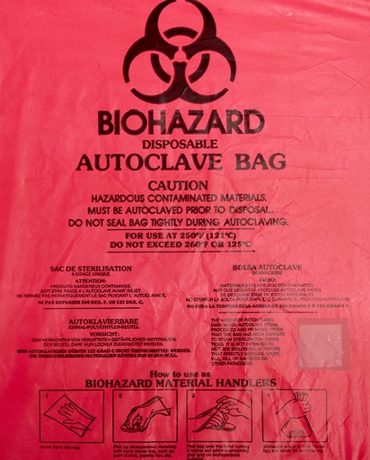 [H13193-1100] Bel-Art™ Benchtop Biohazard Bag, 22 X 28cm, Red