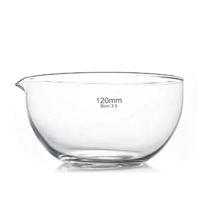 Borosilicate 3.3 Glass Evaporating Dish, Flat Bottom, 120Mm With Spout